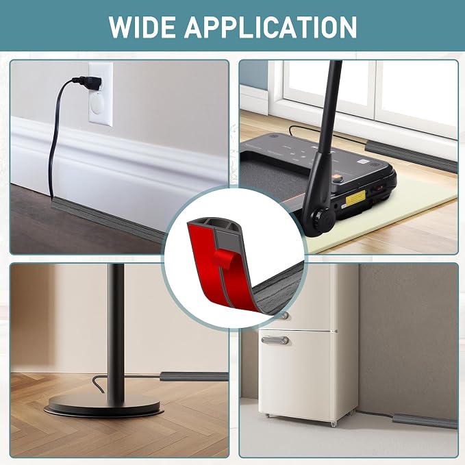 Floor Cord Cover Self Adhesive Cord Hider Floor Extension Cord Covers