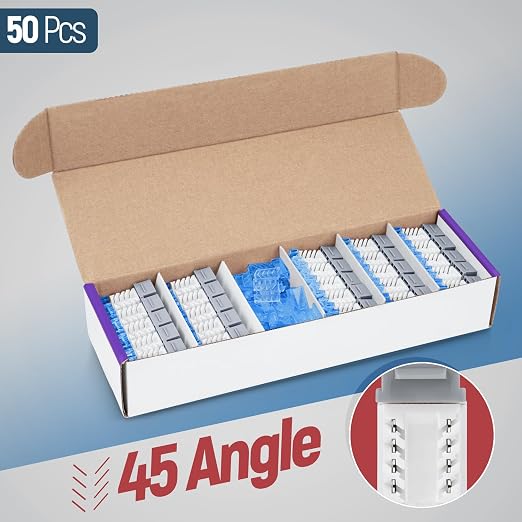 Everest 45° Angled RJ45 Cat5e Keystone Jacks 50-Pack in Gray