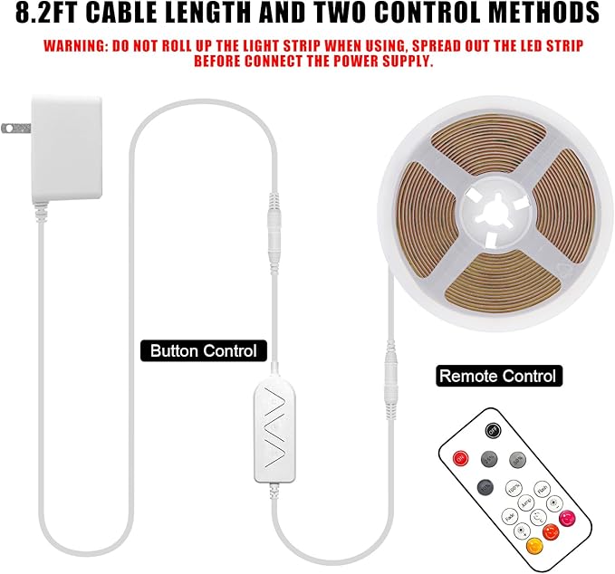 Tatazone 32.8ft 1800K COB Led Strip Lights with RF Remote, Dimmable Bright Adhesive Indoor Amber Led COB Light Strip for Cabinet, Painting, Room, Bed