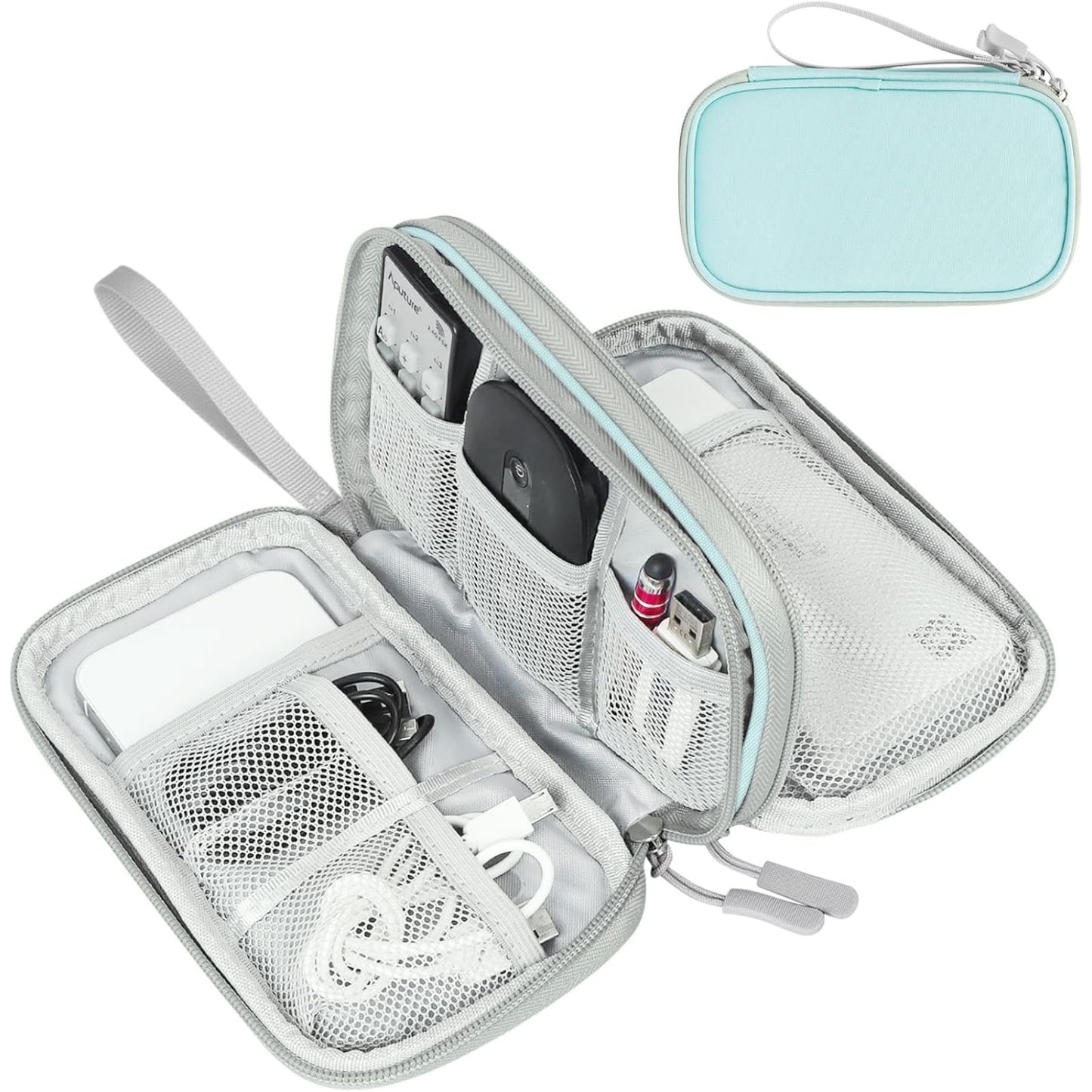 FYY Travel Cable Organizer Pouch Electronic Accessories Carry Case Portable Waterproof Double Layers All-in-One Storage Bag for Cord, Charger, Phone, Earphone Black