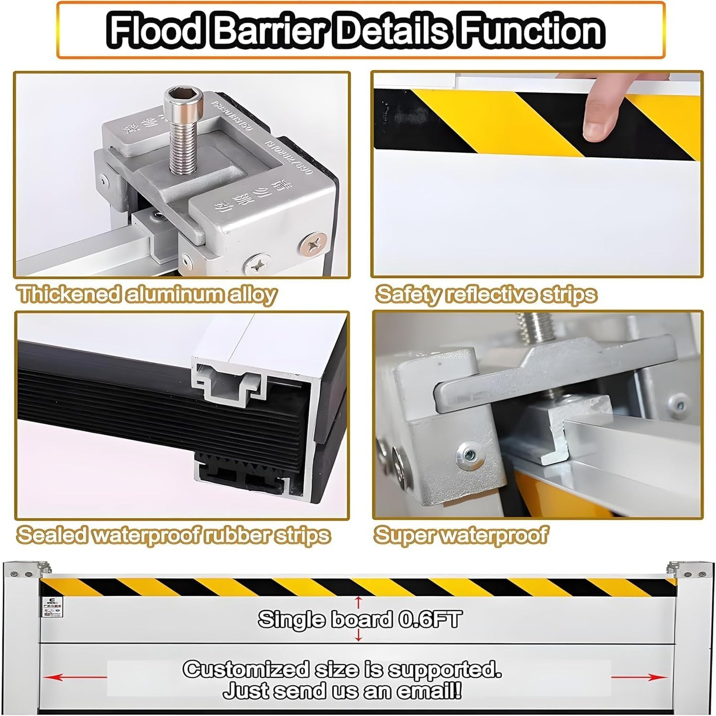 Flood Barriers for Home Exterior - Aluminum Alloy Outdoor Easy Flood Barrier Garage Doors Water Barriers for Flooding,H55 Inch/L3.5FT