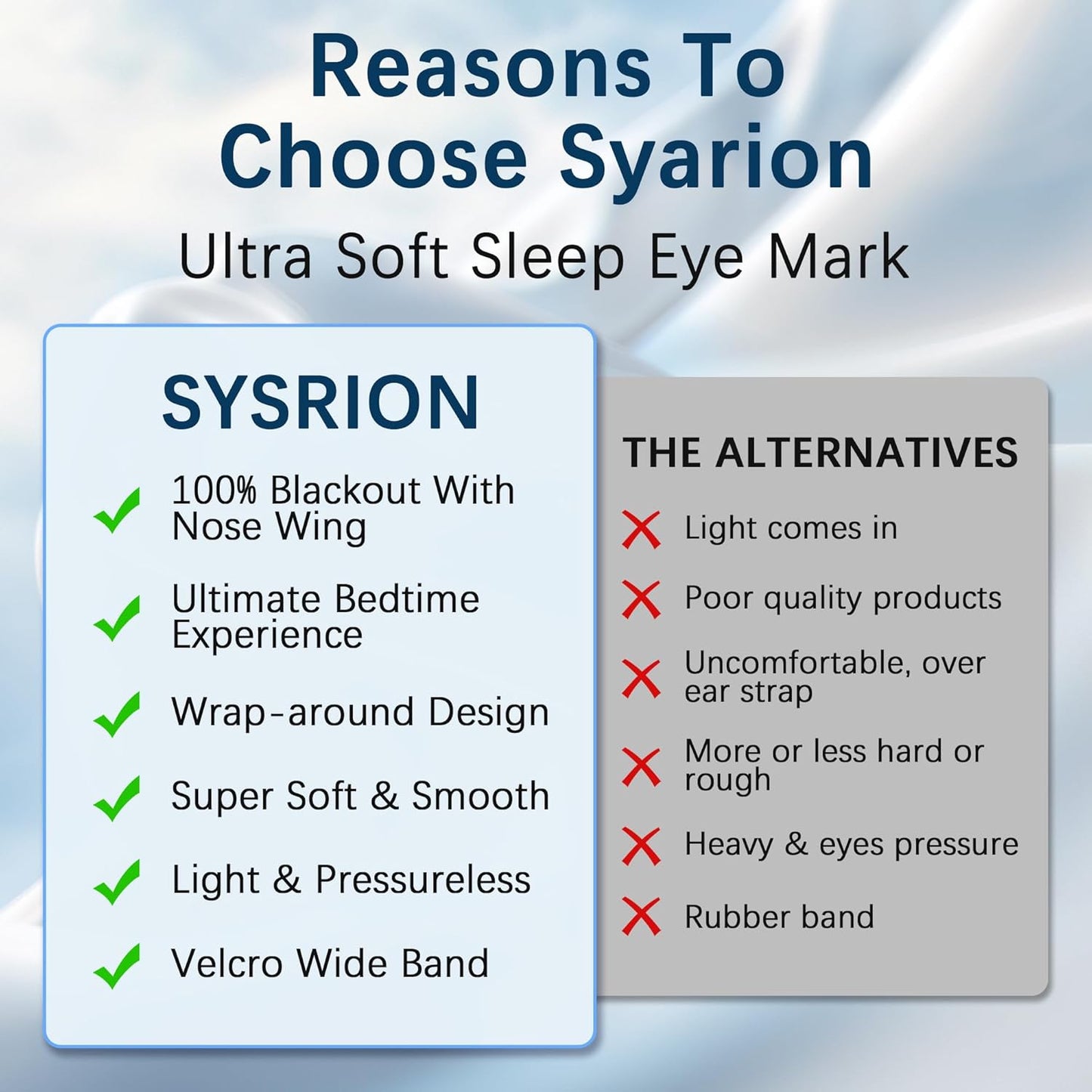 Sleep Eye Mask - Ultra Soft Comfortable Sleeping Mask for for Home Sleep Travel Shift Work, Nose Pad Designed Light Blocking Eye Blinder, Fully Adjustable Strap and Skin Friendly