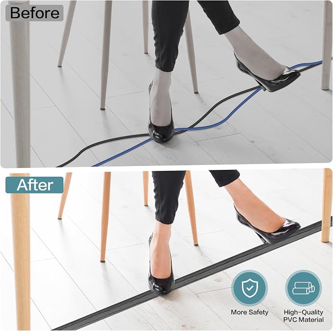 Floor Cord Cover Self Adhesive Cord Hider Floor Extension Cord Covers