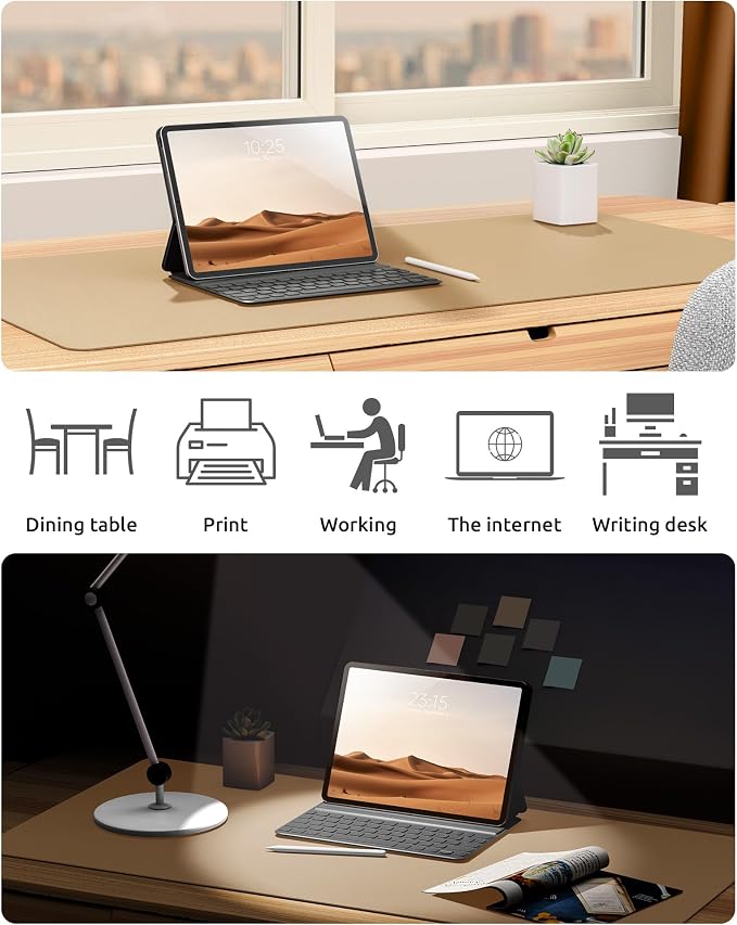 YSAGi Leather Desk Protector, Office Mat, Large Mouse Pad, Non-Slip PU Leather