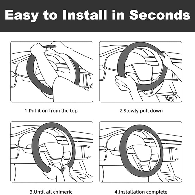 Wild Daisy Steering Wheel Cover for 14.5-15 Inch (37-38 cm) Wheels, Premium Fabric with Non-Slip Rubber Inner Ring (Wild Daisy)