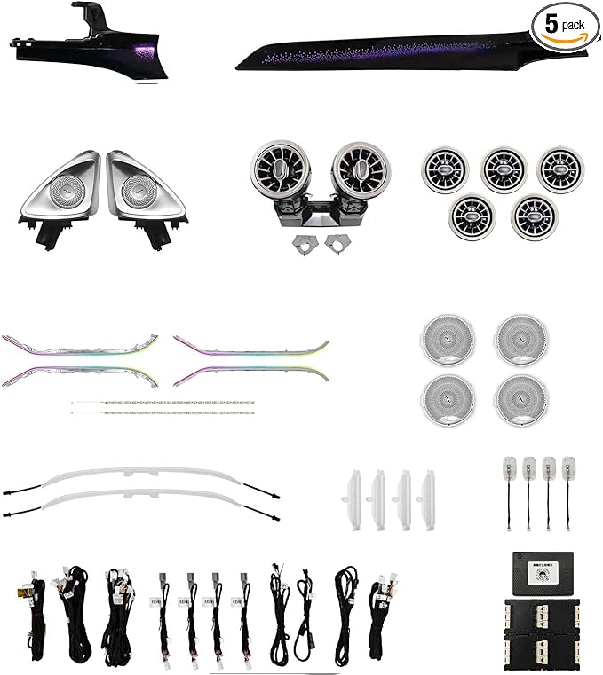 LED Interior Ambient Lighting Kit for Mercedes Benz C Class W205 2015-2021 RGB Multi-Color Interior Light (Galaxy 8 Set(RHD))
