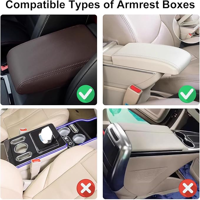 NBTEPEM Bling Crown Car Center Console Armrest Cover, Leather Middle Console Cover Cushion with 2 Storage Bags, Car Armrest Storage Box Interior Accessories for Most Vehicles(Pink)