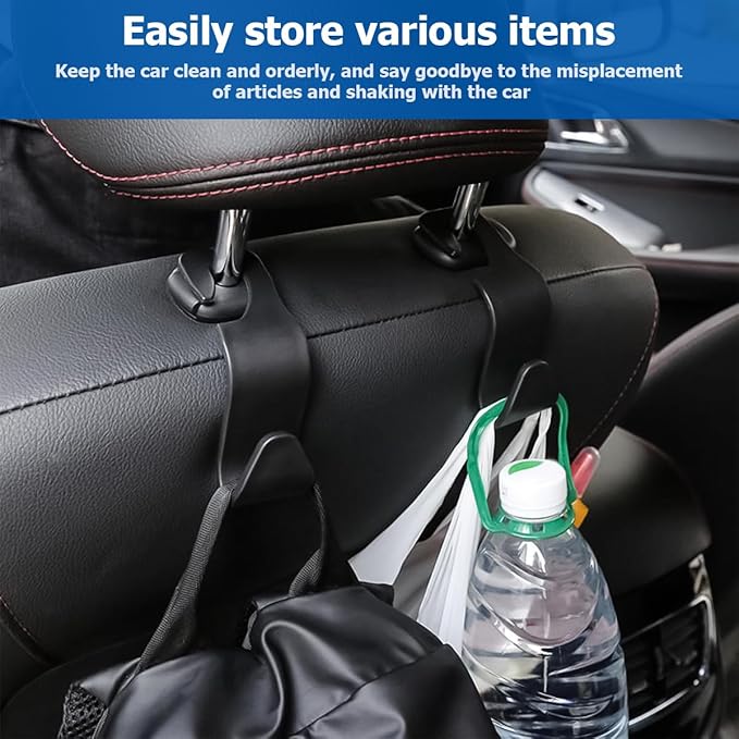 4PCS Car Back Seat Headrest Hooks, Rear Car Seat Storage Headrest Hanger Holder Hooks Organizer, Universal Auto Interior Accessories for Bag Purse Handbag Cloth Coats Grocery (Yellow)