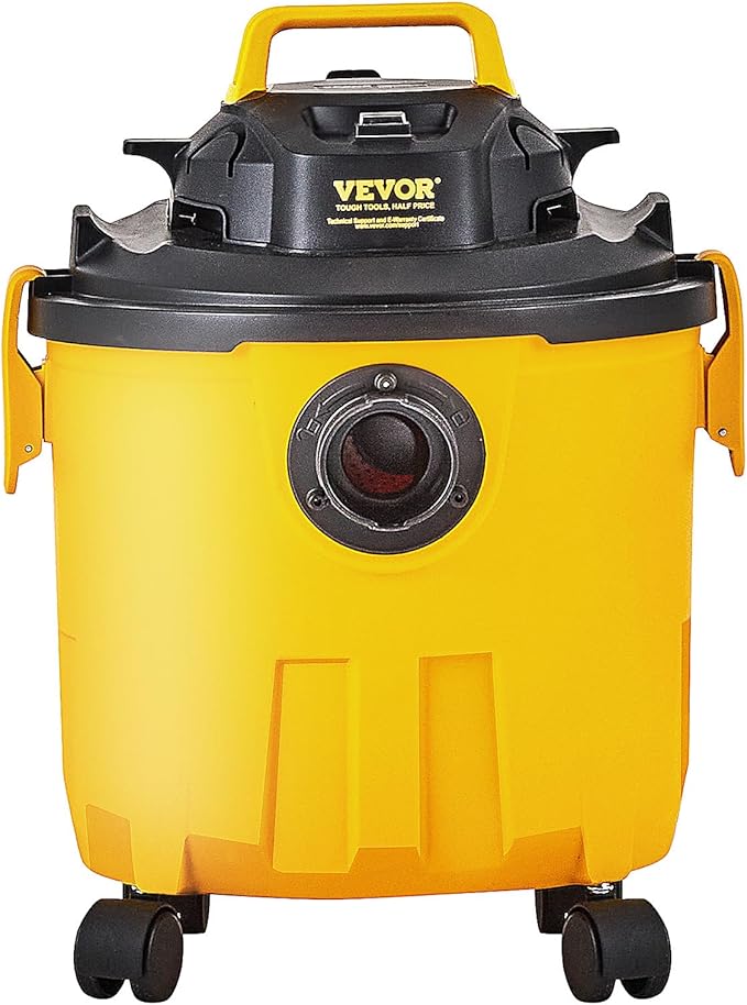 VEVOR 5 Gallon 6.0 Peak HP Wet and Dry Shop Vac, Portable Shop Vacuum and Blower 3-in-1 with Filter, Hose and Attachments for Home and Car Cleaning Black/Yellow