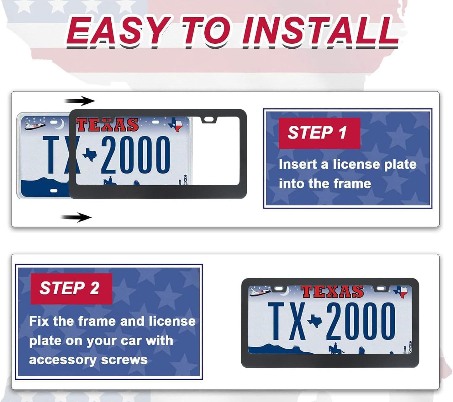 Galaxy License Plate Frame for Women Men 2 Pack-Heavy Duty Rustproof Aluminum Nature Theme Car Tag Holder Bracket(Starry Sky Galaxy)