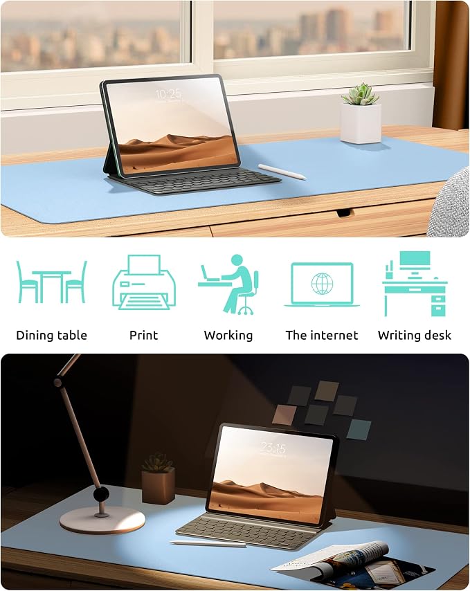 YSAGi Leather Desk Protector, Office Mat, Large Mouse Mat, Non-Slip PU Leather