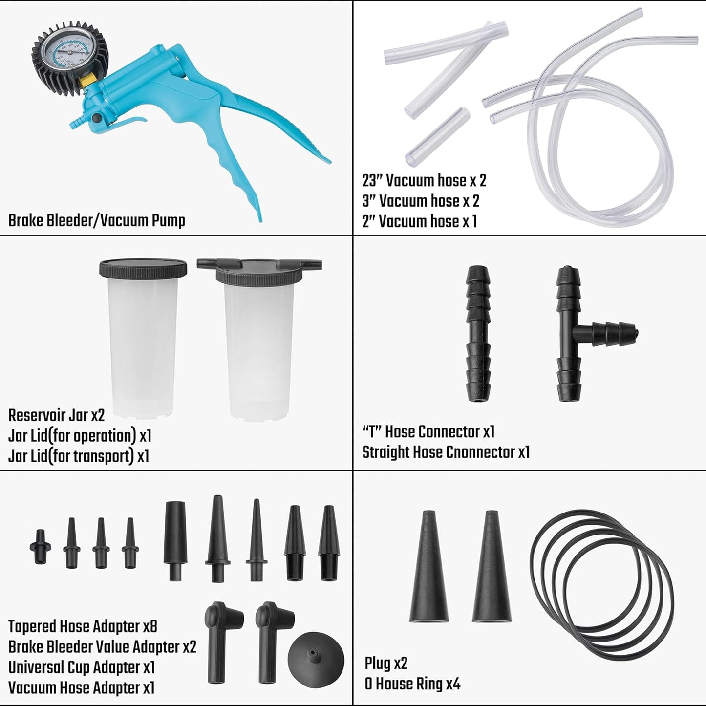 DURATECH 2 in 1 Brake Bleeder Kit, Brake Fluid Bleeder Kit with Handheld Vacuum Pump, for Automotive, Organized in Portable case
