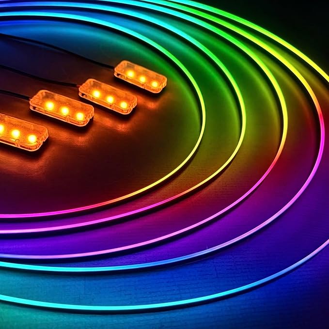 KENANEK 175inch Acrylic LED Lights for Car Kit โ 6 Dreamcolor Interior Car LED Strip Lights, APP/Remote/Control Box, Music Sync, Dual USB Cigarette Lighter, Universal Fit for Car/SUV/Truck