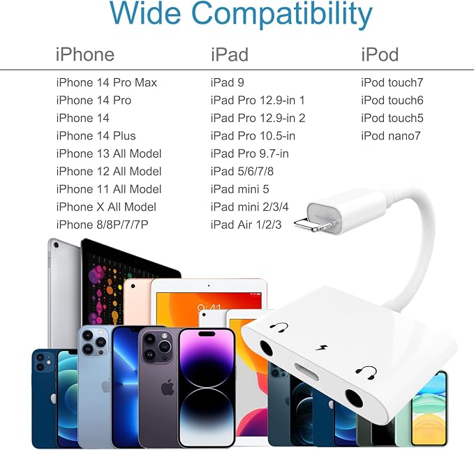3in1 Lighting to 3.5mm, Headphone Adapter