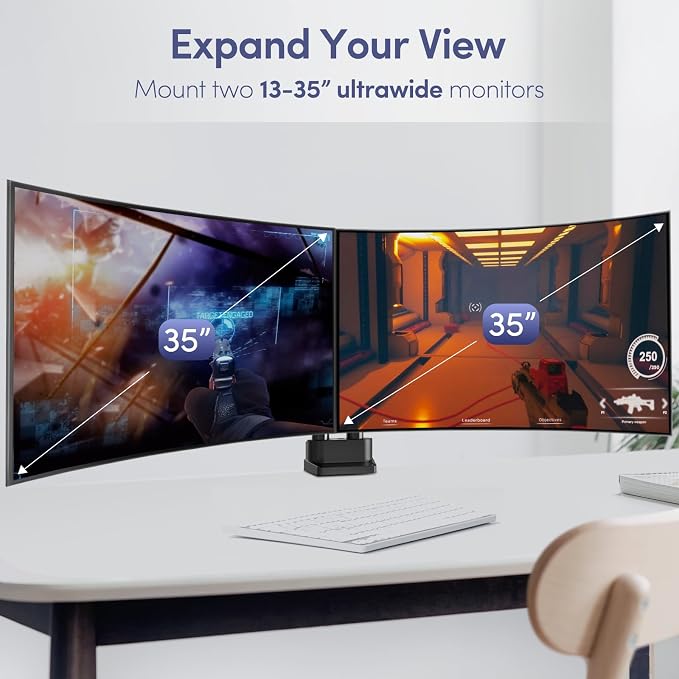 Dual Monitor Mount for Desk, Heavy Duty Dual Monitor Stand for 17 to 35 inch