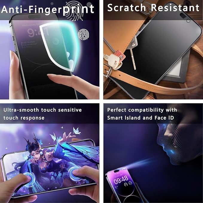 Matte Privacy Screen Protector for iPhone 17 Pro 6.3-Inch, Auto Dust Removal
