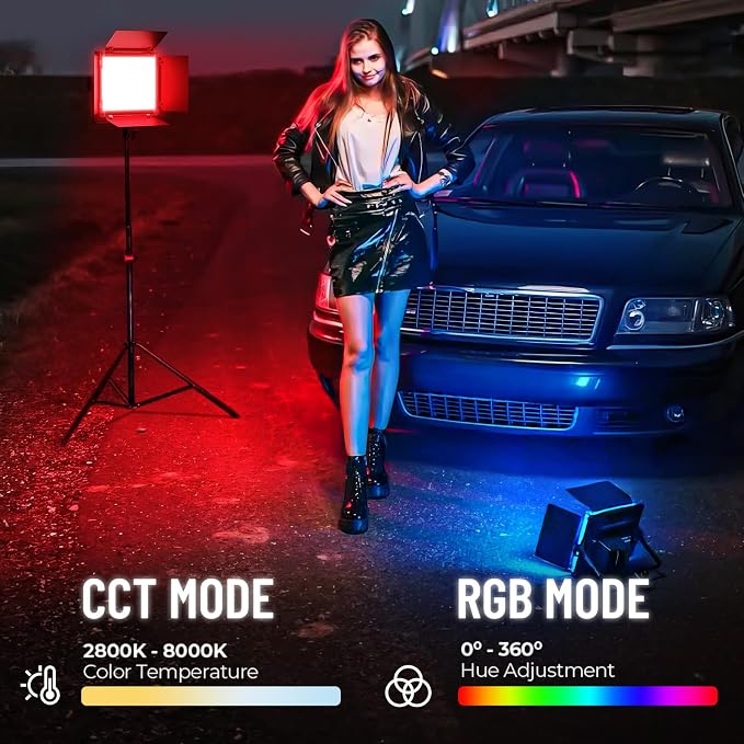 Mettlelite LS800C RGB Light Stick and Mettlelite SPL210C LED Video Light Full