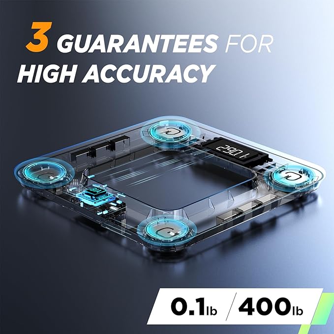 Scale for Body Weight and Fat Percentage, RunSTAR Digital Accurate Bathroom Smart Scale with Large Display, FSA&HSA Eligible 13 Body Composition Analyzer Sync App