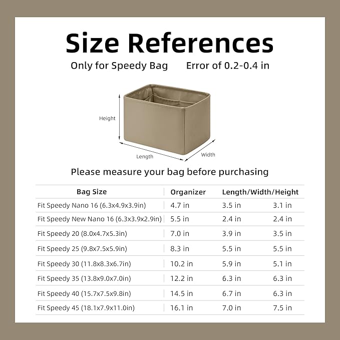 DGAZ Silk Purse Organizer Insert Fits LV Speedy 16/20/25/30/35/45 bags,Silky Smooth Bag Organizer,Luxury Handbag & Tote Shaper(Etoupe grey,SP20)
