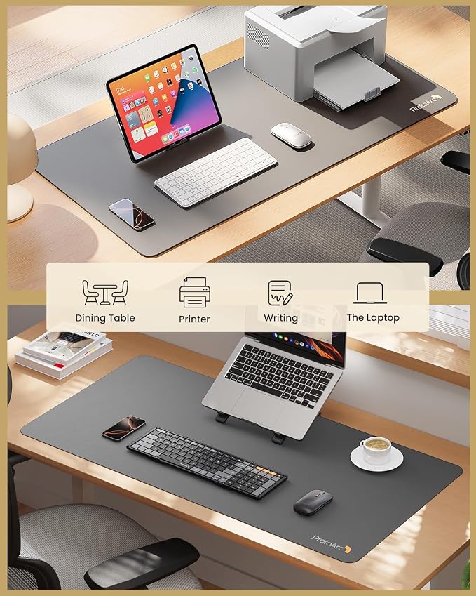 ProtoArc Leather Desk Mat, Large Mouse Pad- 31.5×15.8 inch, Non-Slip PU Leather