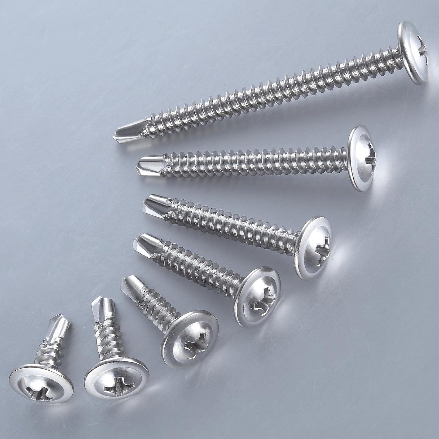 Wensilon(300pcs)#8×1/2”for Sheet Metal Self-Tapping Screws 410 Stainless Steel Truss Head High-Strength Quick Tapping Screws