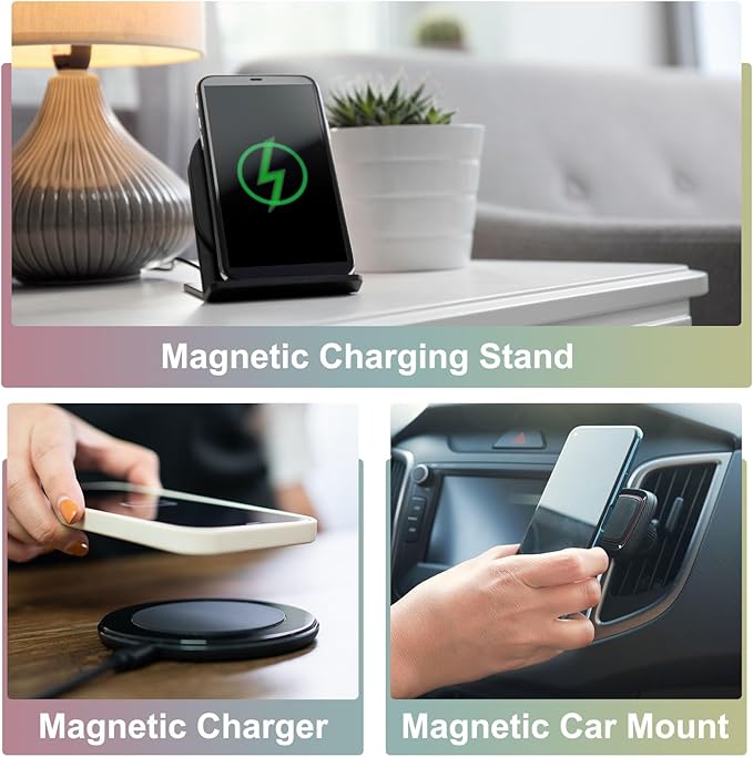 uxcell Magnetic Adapter Ring, 2Pcs Magnetic Sticker Ring ABS Universal Magnet Wireless Charging Conversion Kit for Mobile Phone Case Wireless Charger, Pink, White