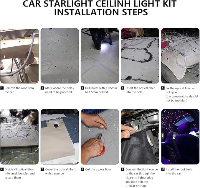 16W Car Home Starlight Headliner Kit, Twinkle & Sound Activate RGBW Fiber Optic Lights with APP & Remote Control, Star Lights for Ceiling Decoration, 550 pcs 13.1ft
