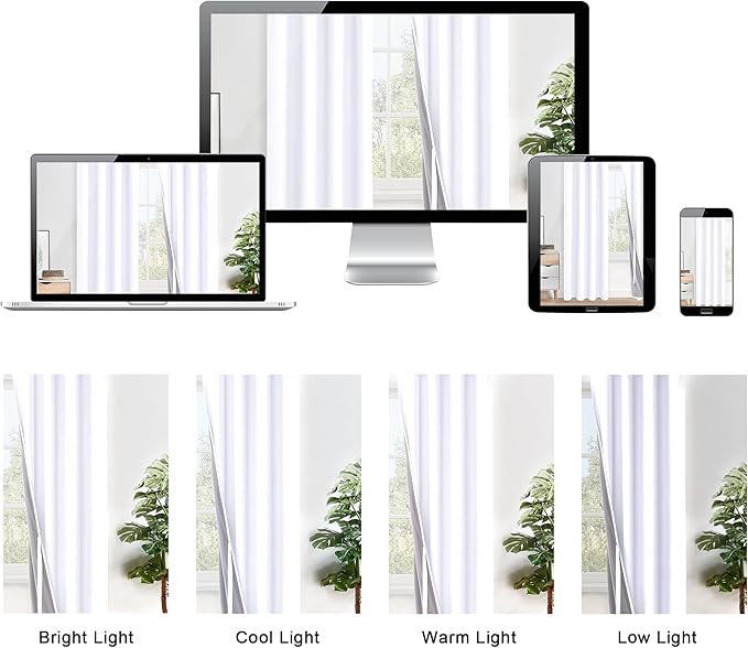 XWZO White 100% Blackout Curtains with Tiebacks- 2 Thick Layers Completely Shaded Window Treatment Thermal Insulated Lined Drapes with Grommets for Bedroom/Laundry, White, W38 x L54, Set of 2 Panels