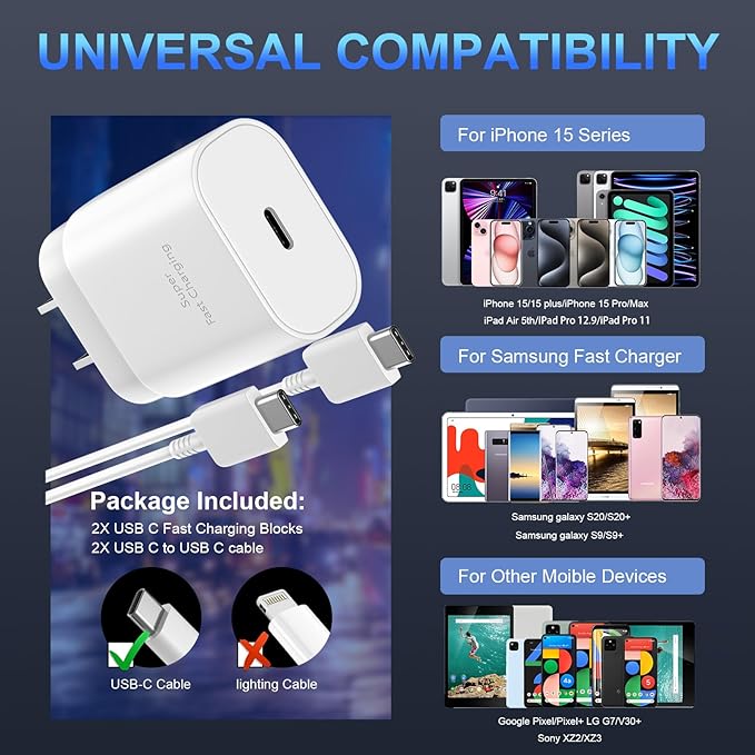 Phone 17 16 15 Charger Fast Charging,30W USB C Phone 17 16 15 Pro Max Charger Block &6.6FT Long Type C Cable Cord for i.Phone 17/17 Air/17 Pro/17 Pro Max/16/16Plus/16 Pro/16 ProMax/15/15Pro Max,Blue