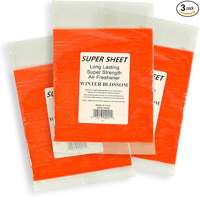 Jenray Super Sheet Large (8"x7") Under Seat Car Air Freshener, 3-Pack (Winter Blossom)