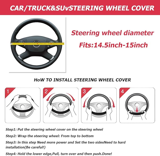 Mandark Car Steering Wheel Cover, Suede Sport Vehicle Steer Wheel Protector Fitting 15 Inch, Non-Slip Comfortable Automotive Interior Decoration Accessories, Universal for Most Cars (Coffee)