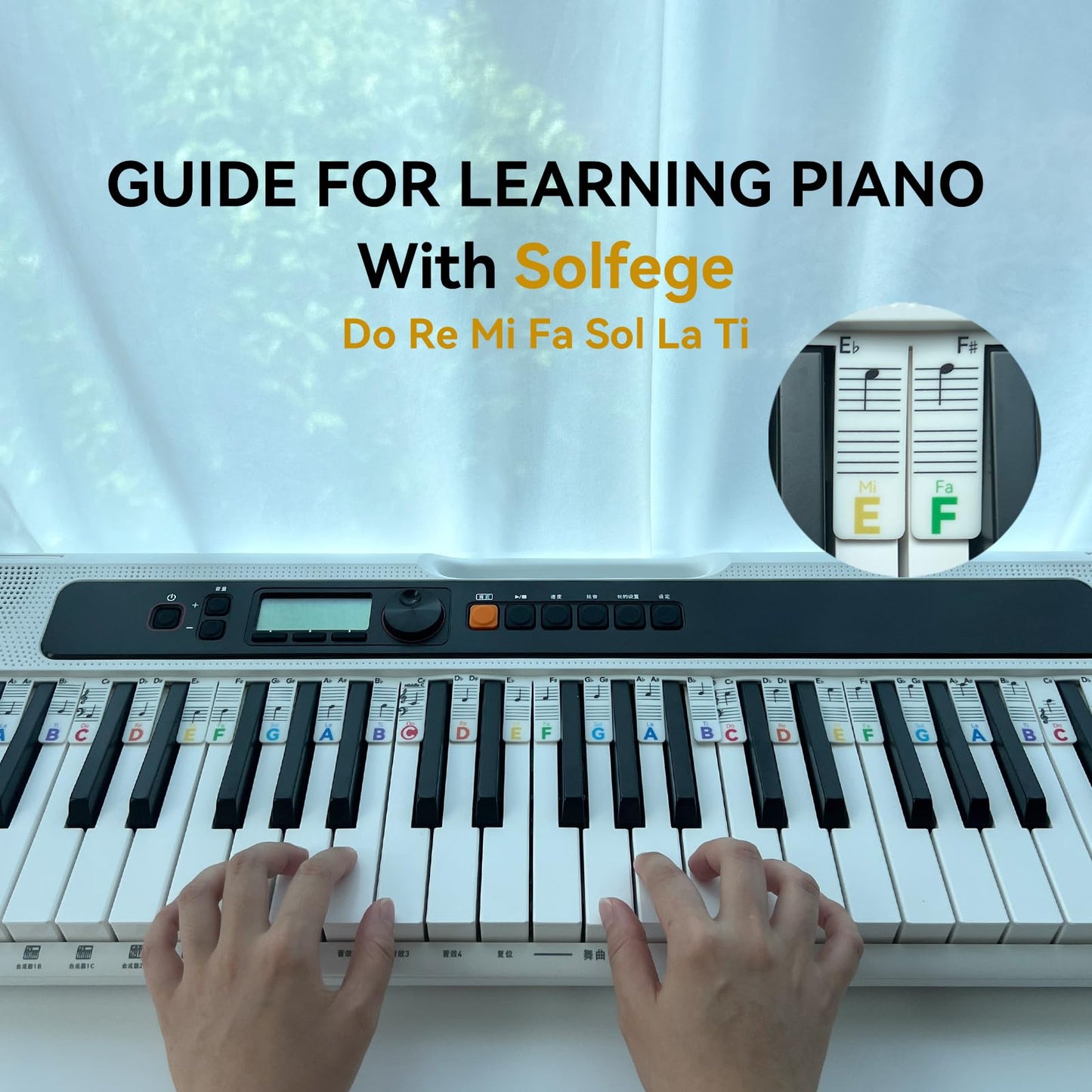 BEATBIT Piano Note Strips with Solfege (Do Re Miβ¦), Fit 61/54/49 Key Piano Learning, Removable Piano Keyboard Stickers
