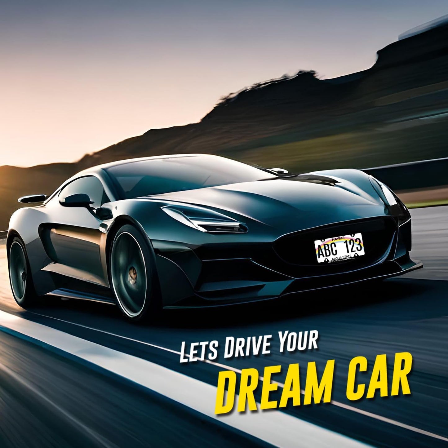 Mountain License Plate Frame Mountain License Plate Holder Stainless Steel Black Funny License Plate for USA Canada 6.3" X 12.3" with 4 Holes and Screws