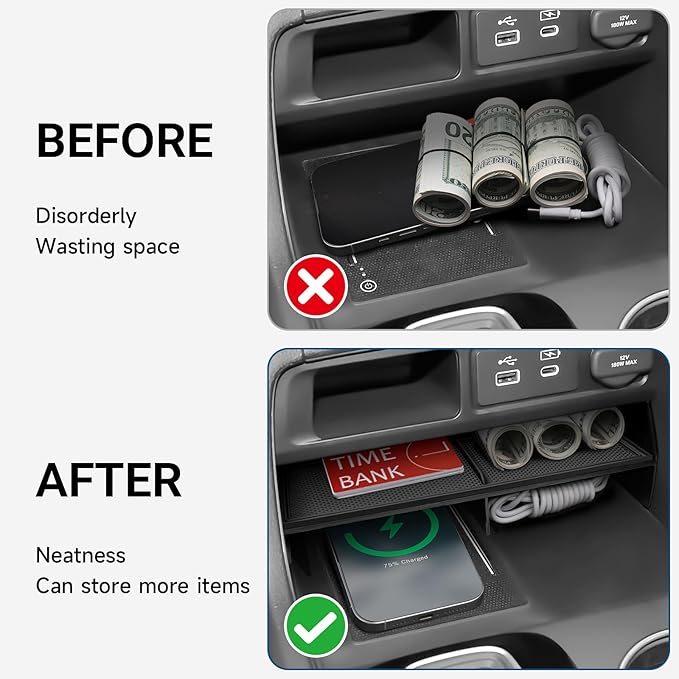 YOJOJOCO 4PCS Center Console Organizer Compatible with Honda 2023 2024 2025 2026 Pilot & 2026 Passport Accessories Armrest Hidden Storage Box Secondary Compartment Organizer Insert Secondary Tray