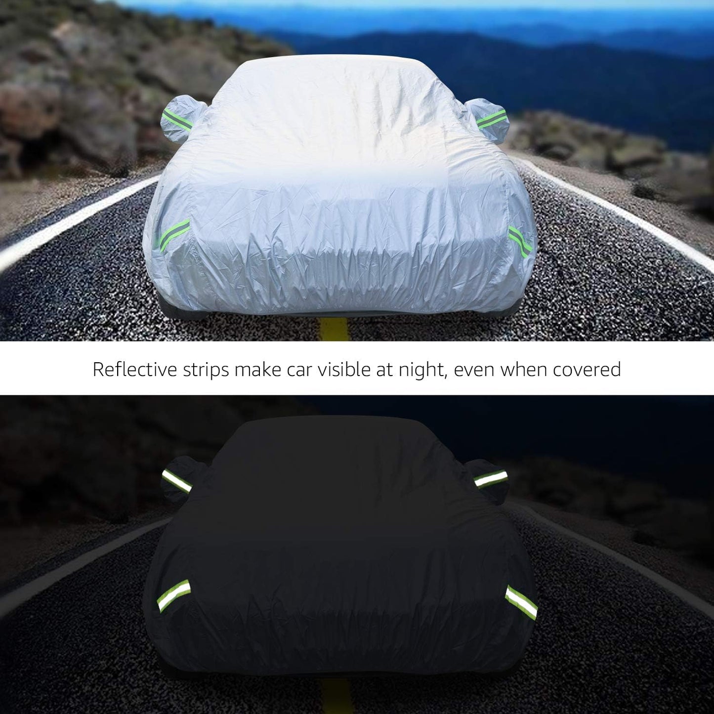 Amazon Basics Silver Weatherproof Car Cover - 150D Oxford, Sedans up to 180"