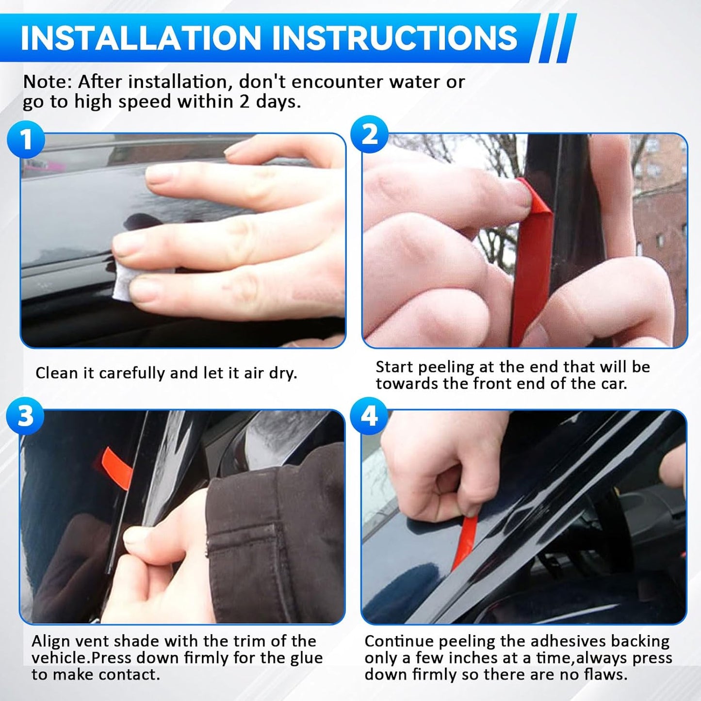 4pcs Front+Rear Smoke Tint Sun/Rain Guard Outside Mount Tape-On Vent Window Visors Compatible with 00-06 BMW X5 E53