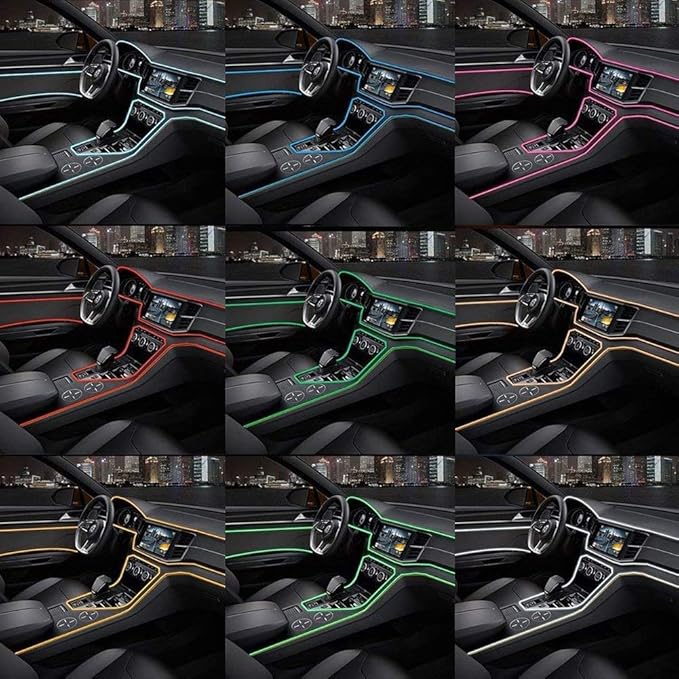ABALDI Car Light El Wire Rope Light Car kit Neon Lights Under Dash Lighting Kit for Car Led Strip Light Decoration(3m/9ft,White)