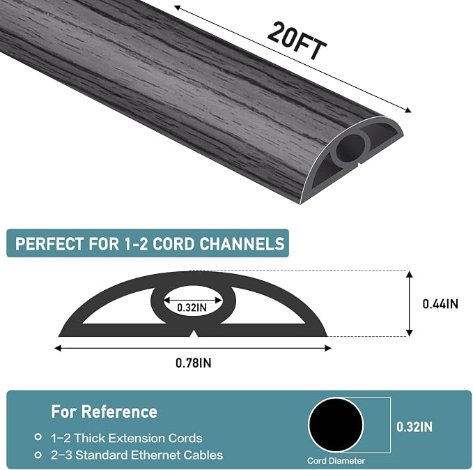 Floor Cord Cover Self Adhesive Cord Hider Floor Extension Cord Covers
