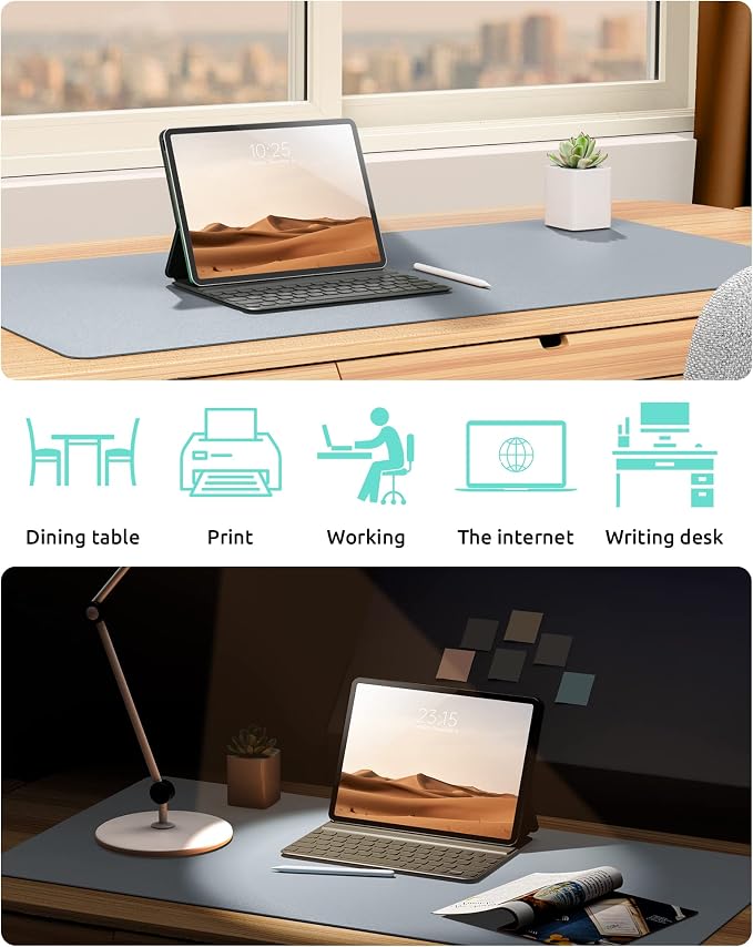 YSAGi Leather Desk Protector, Office Mat, Large Mouse Mat, Non-Slip PU Leather