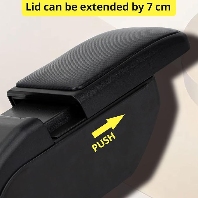 AULPHIKE Compatible with Ford Fiesta Armrest 3 2011-2018 Car Center Console Organizer Armrests Double Layer Storage with USB Ports(Carbon Fiber Style)