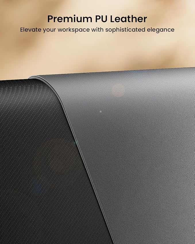 ProtoArc Leather Desk Mat, Large Mouse Pad- 31.5×15.8 inch, Non-Slip PU Leather
