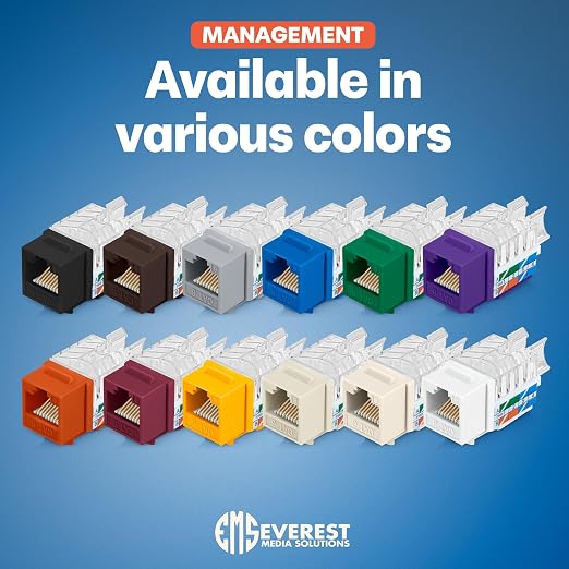 Everest 45° Angled RJ45 Cat6 Keystone Jacks 50-Pack in Ivory