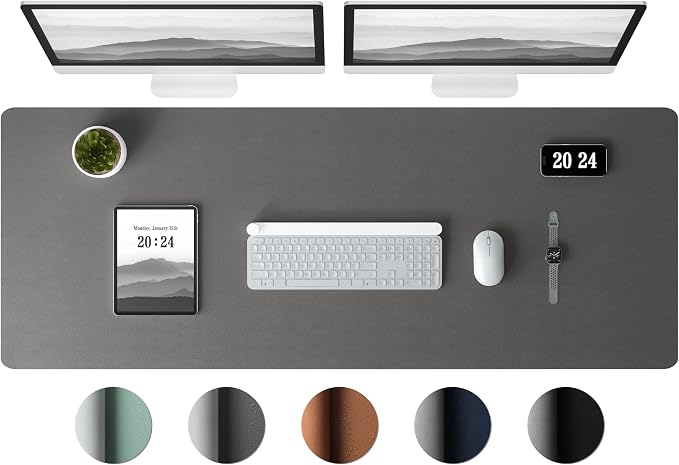Aothia Leather Desk Pad Protector, Office Mat, Large Mouse Pad, Laptop Desk Pad