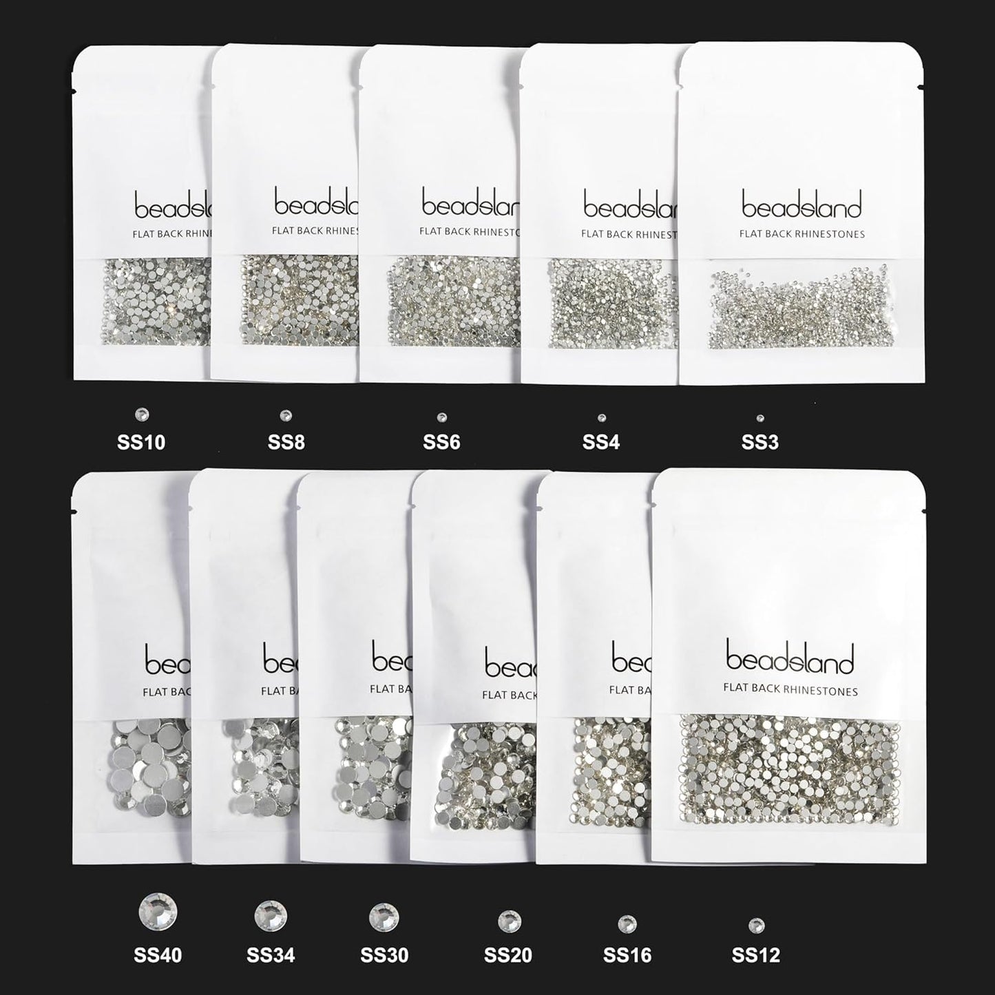 beadsland Flat Back Crystal Rhinestones Round Gems, Light Siam (1.9-2.0mm) SS6/1440pcs