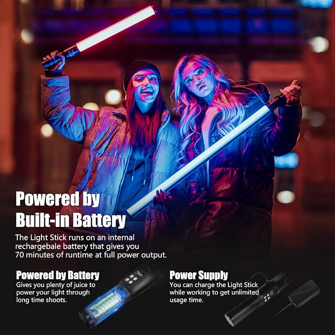Mettlelite LS800C RGB Light Stick and Mettlelite SPL210C LED Video Light Full