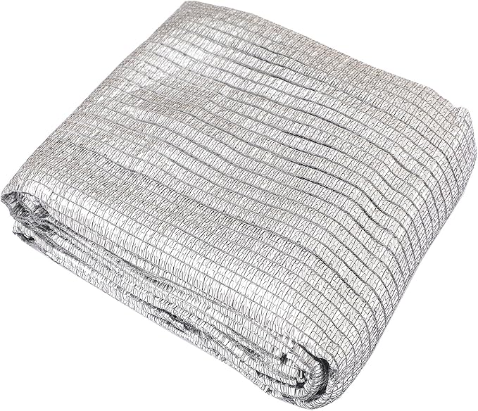 65% Aluminum Foil Shade Cloth with Grommets,8ft x 10ft, Mesh Sun Block Fabric Cover, Canopy, Privacy Screen for Outdoor Patio, Garden, Backyard, Silver