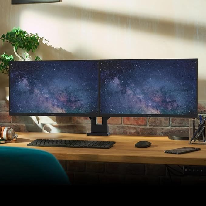 Pixio PS1D Wave Black Dual Monitor Arm Stand Desk Mount
