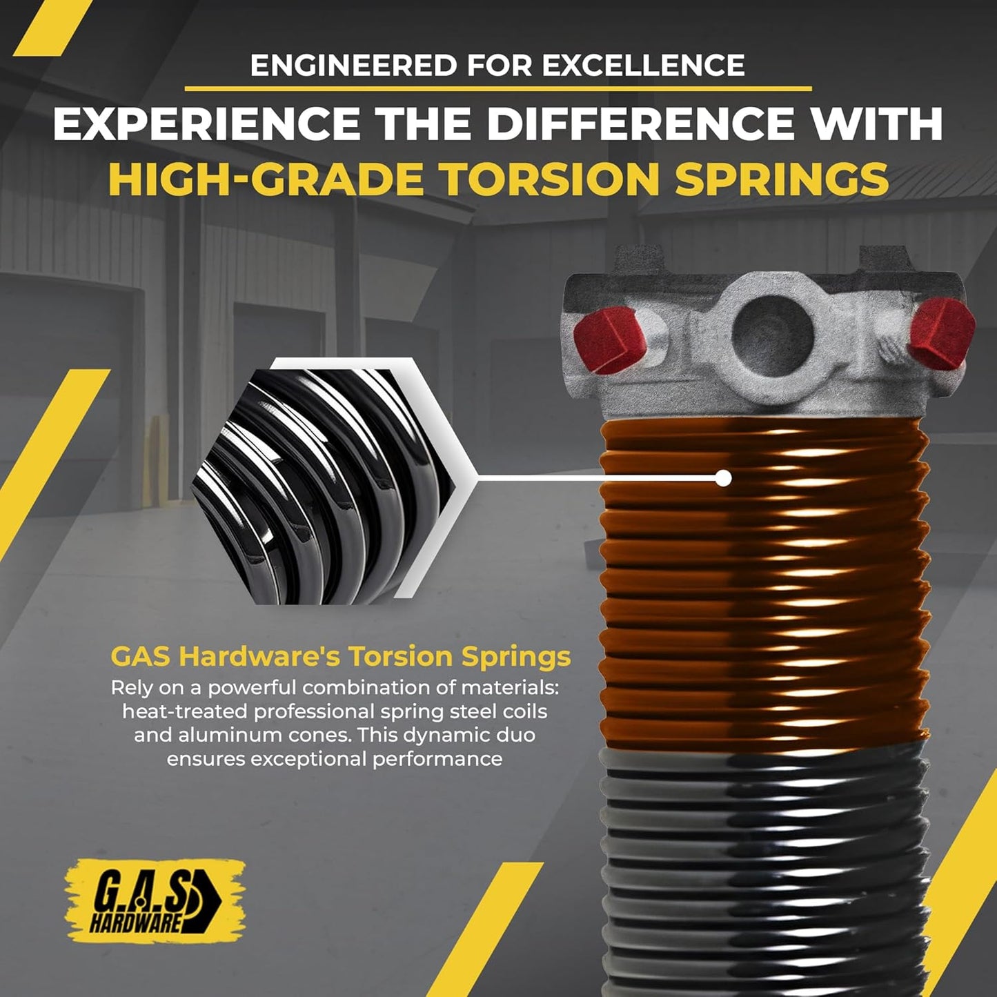Garage Door Torsion Springs 273x2x35 Includes 1” Steel Bearing, Gloves, and Winding Bars for Left and Right Side of Garage Door Precision E-Coating 5-Year Warranty Minimum 30,000 Cycles (Pair)