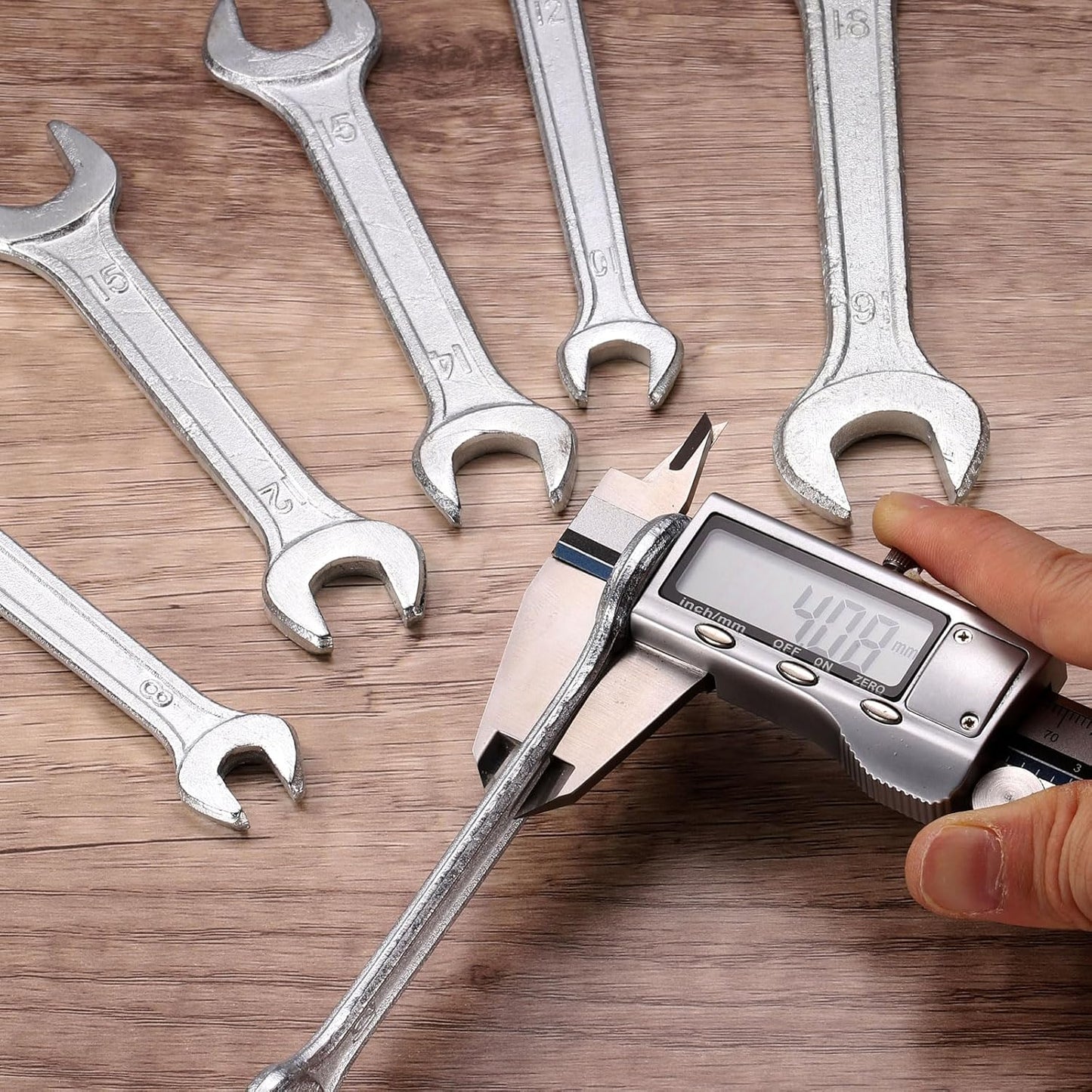 HARFINGTON 5pcs Double Open End Wrench 6mm x 8mm Metric 15 Degree Offset Angle Small Flat Head Wrench Galvanizing Open Ended Spanner for Automotive Repair Furniture Assembly
