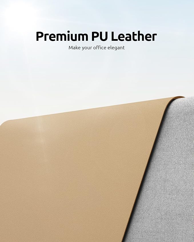 YSAGi Leather Desk Protector, Office Mat, Large Mouse Pad, Non-Slip PU Leather